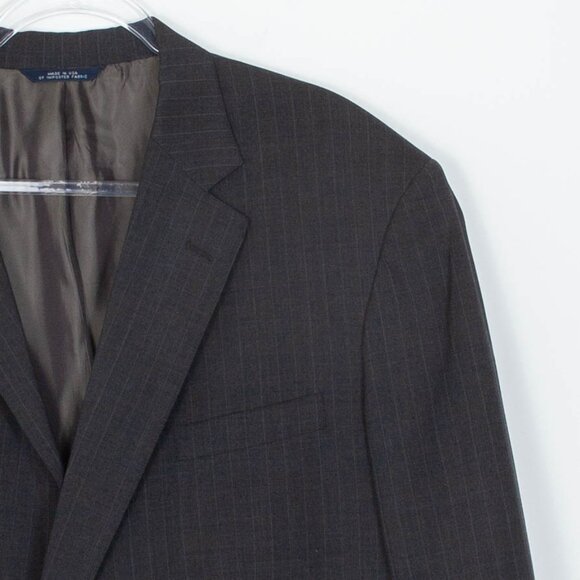 Brooks Brothers Brooksease Dark Gray Pinstriped Suit Jacket Mens Size 50 Long - Picture 2 of 8